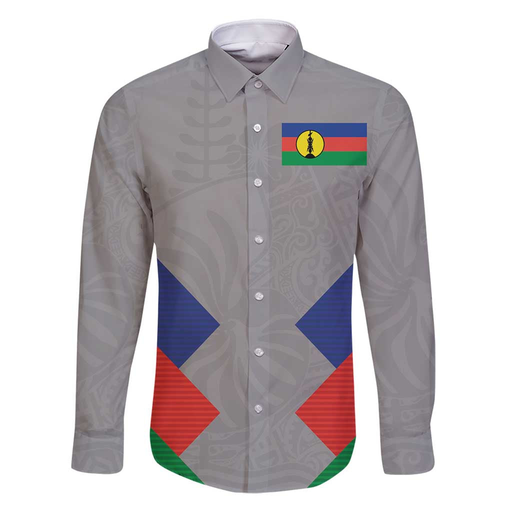 Custom New Caledonia-The Kagus Family Matching Long Sleeve Bodycon Dress and Hawaiian Shirt LT03 Dad's Shirt - Long Sleeve Gray - Polynesian Pride
