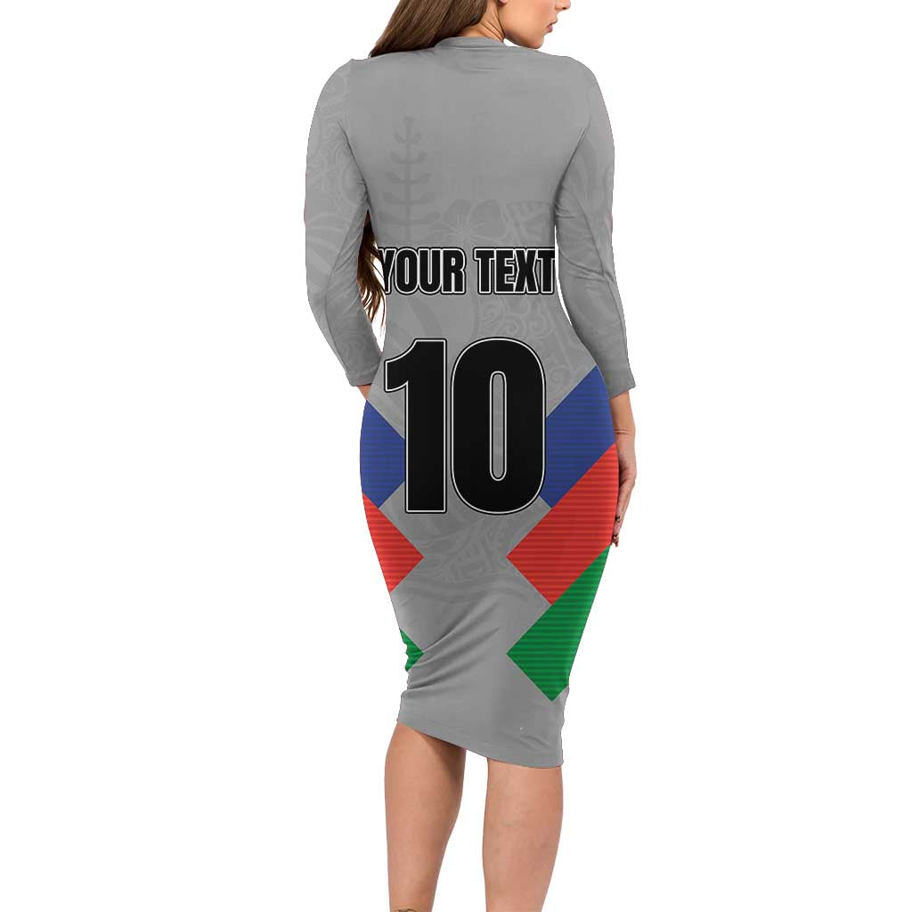 Custom New Caledonia-The Kagus Family Matching Long Sleeve Bodycon Dress and Hawaiian Shirt LT03 - Polynesian Pride