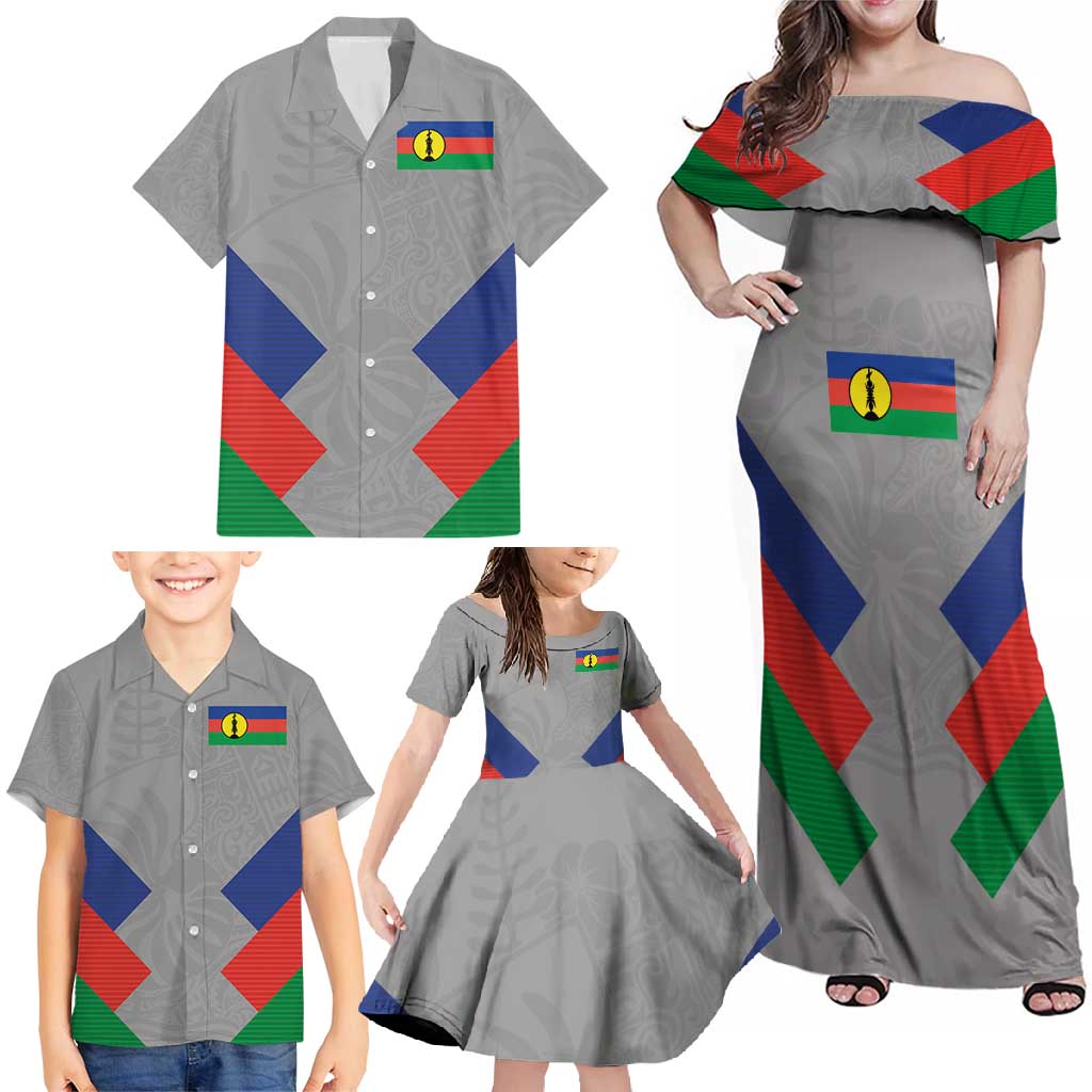 Custom New Caledonia-The Kagus Family Matching Off Shoulder Maxi Dress and Hawaiian Shirt LT03 - Polynesian Pride