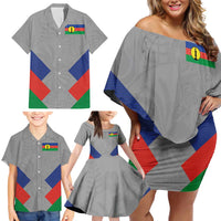 Custom New Caledonia-The Kagus Family Matching Off Shoulder Short Dress and Hawaiian Shirt LT03 - Polynesian Pride