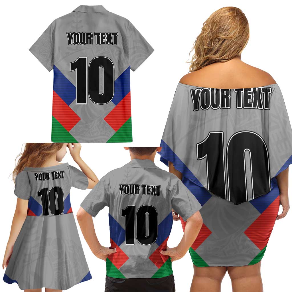 Custom New Caledonia-The Kagus Family Matching Off Shoulder Short Dress and Hawaiian Shirt LT03 - Polynesian Pride