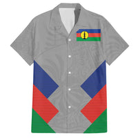 Custom New Caledonia-The Kagus Family Matching Tank Maxi Dress and Hawaiian Shirt LT03 Dad's Shirt - Short Sleeve Gray - Polynesian Pride
