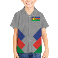 Custom New Caledonia-The Kagus Family Matching Tank Maxi Dress and Hawaiian Shirt LT03 Son's Shirt Gray - Polynesian Pride