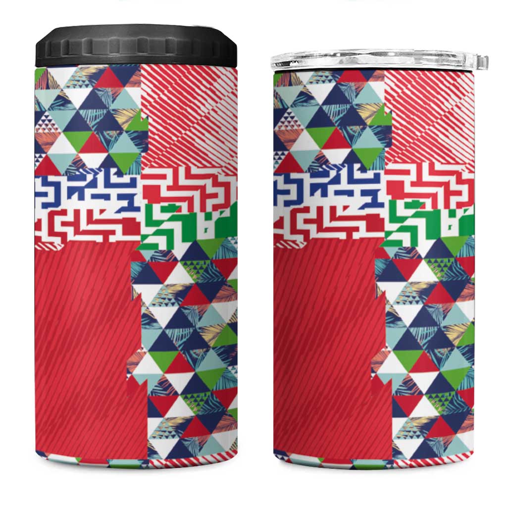 Hawaiian Floral Kakau Tropical Leaves-Sporty Style 4 in 1 Can Cooler Tumbler LT03 One Size: 16 oz Art - Polynesian Pride