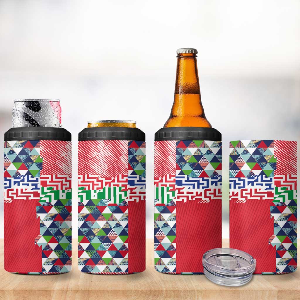 Hawaiian Floral Kakau Tropical Leaves-Sporty Style 4 in 1 Can Cooler Tumbler LT03 - Polynesian Pride