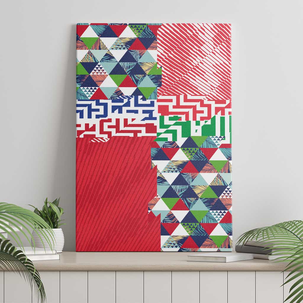 Hawaiian Floral Kakau Tropical Leaves-Sporty Style Canvas Wall Art LT03 - Polynesian Pride