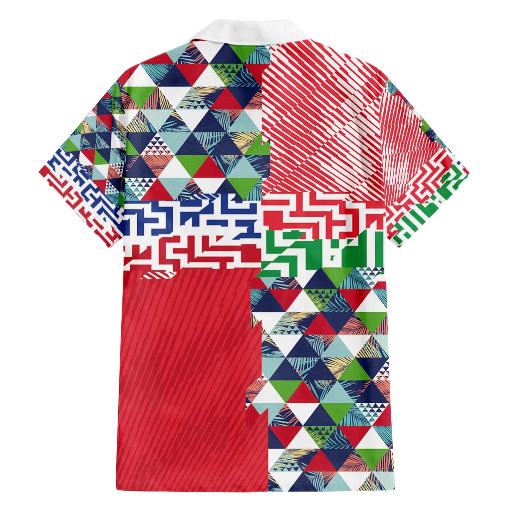 Hawaiian Floral Kakau Tropical Leaves-Sporty Style Family Matching Off Shoulder Short Dress and Hawaiian Shirt LT03 - Polynesian Pride