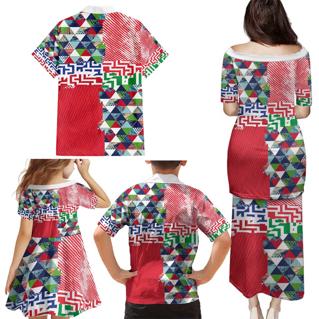 Hawaiian Floral Kakau Tropical Leaves-Sporty Style Family Matching Puletasi and Hawaiian Shirt LT03 - Polynesian Pride