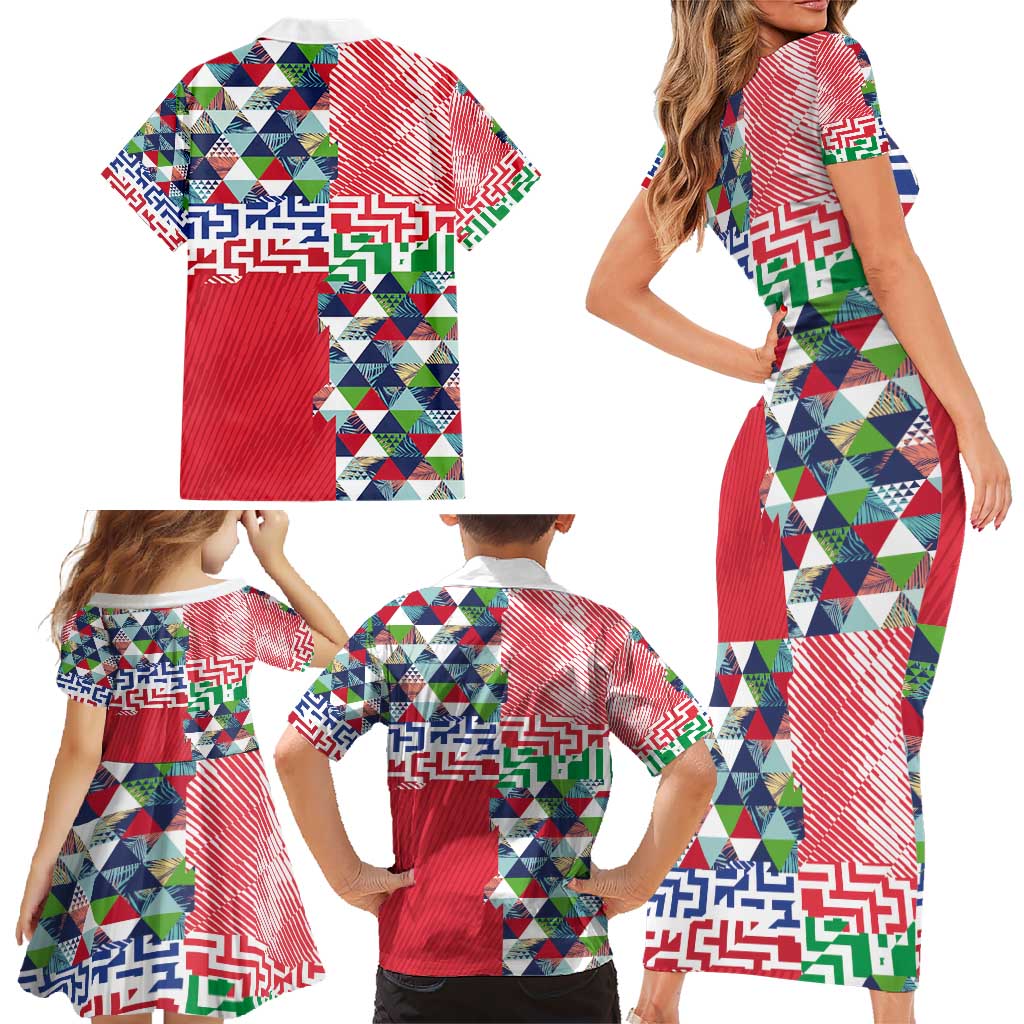 Hawaiian Floral Kakau Tropical Leaves-Sporty Style Family Matching Short Sleeve Bodycon Dress and Hawaiian Shirt LT03 - Polynesian Pride
