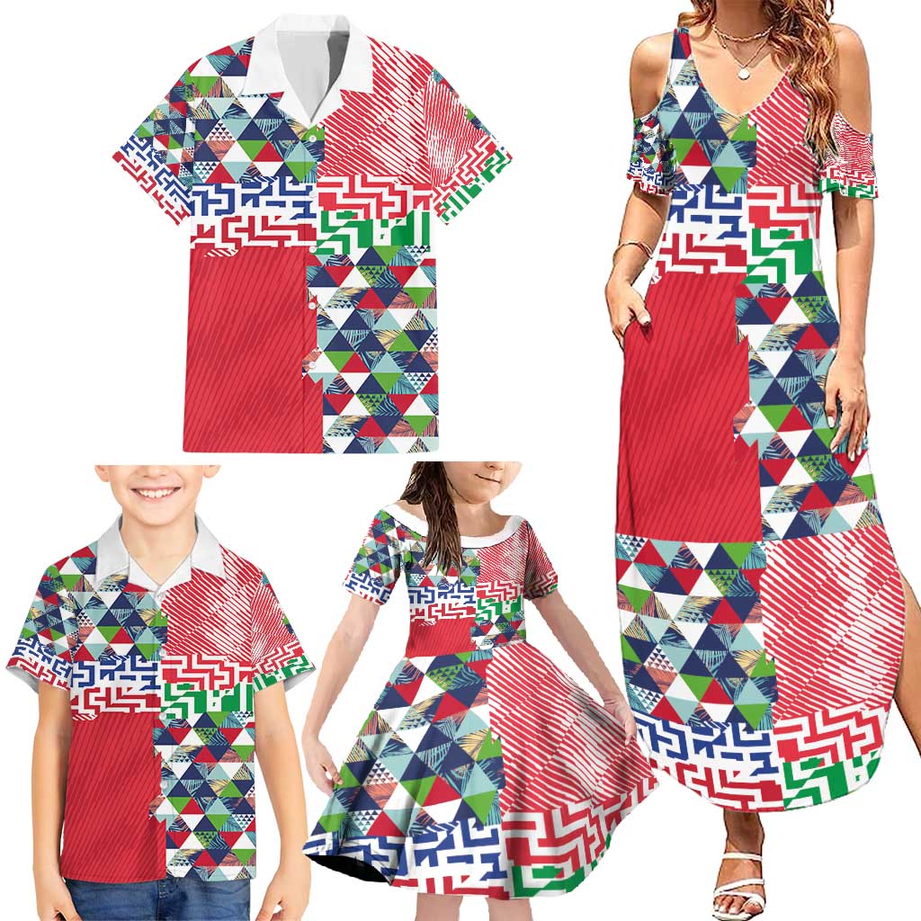 Hawaiian Floral Kakau Tropical Leaves-Sporty Style Family Matching Summer Maxi Dress and Hawaiian Shirt LT03 - Polynesian Pride