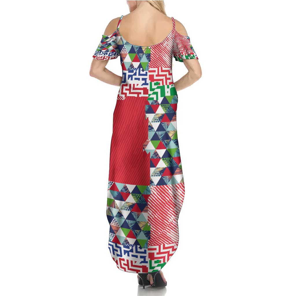 Hawaiian Floral Kakau Tropical Leaves-Sporty Style Family Matching Summer Maxi Dress and Hawaiian Shirt LT03 - Polynesian Pride