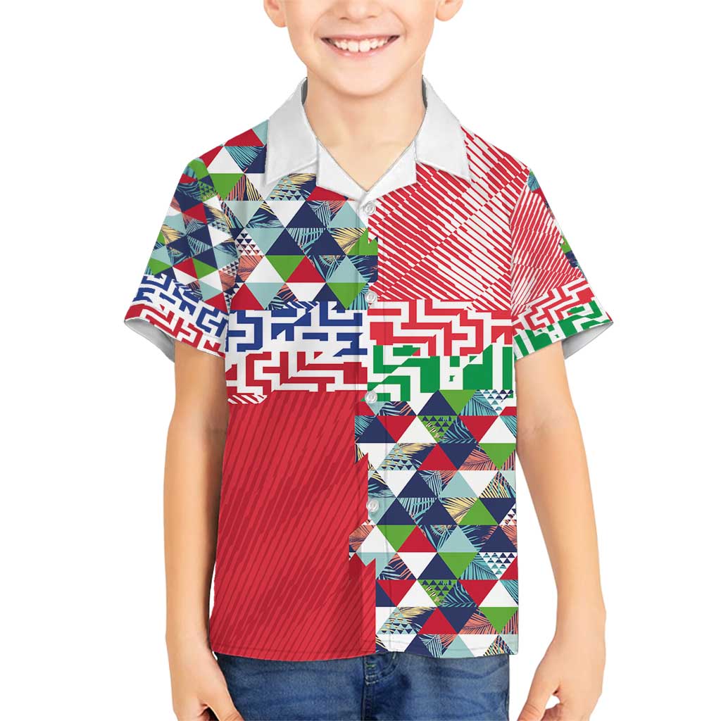 Hawaiian Floral Kakau Tropical Leaves-Sporty Style Family Matching Tank Maxi Dress and Hawaiian Shirt LT03 Son's Shirt Art - Polynesian Pride