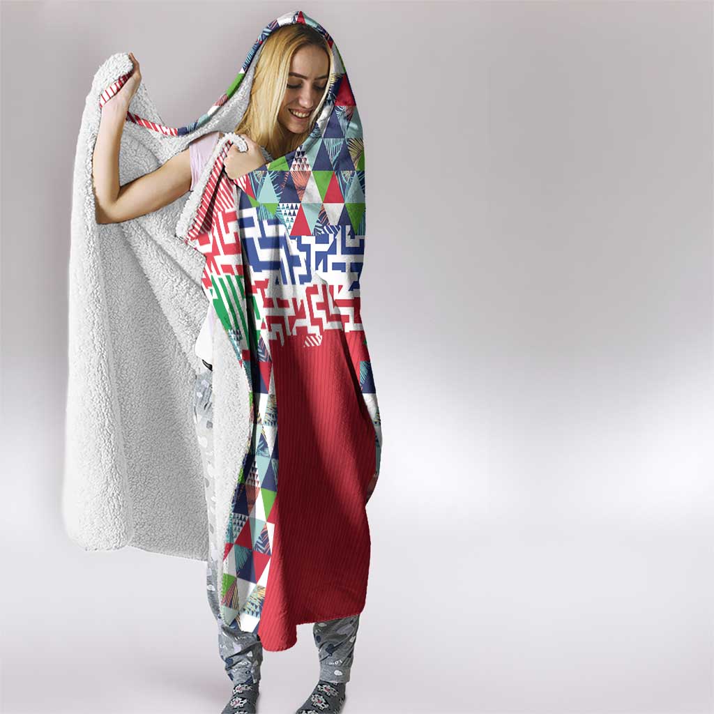 Hawaiian Floral Kakau Tropical Leaves-Sporty Style Hooded Blanket