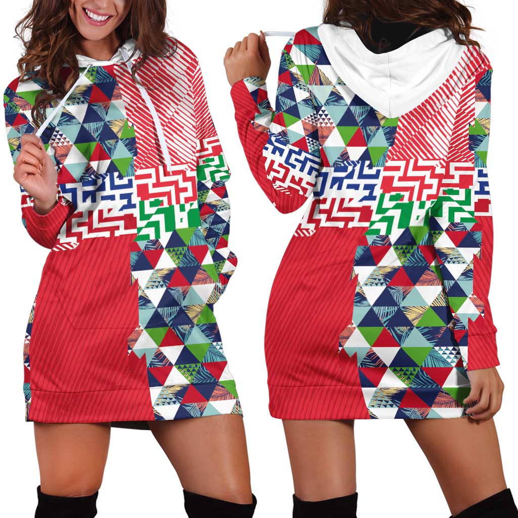 Hawaiian Floral Kakau Tropical Leaves-Sporty Style Hoodie Dress LT03 - Polynesian Pride
