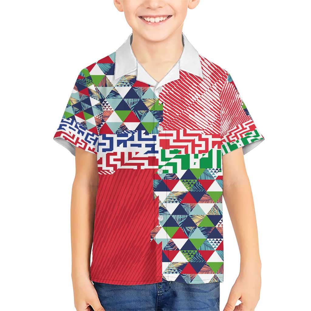 Hawaiian Floral Kakau Tropical Leaves-Sporty Style Kid Hawaiian Shirt LT03 Kid Art - Polynesian Pride