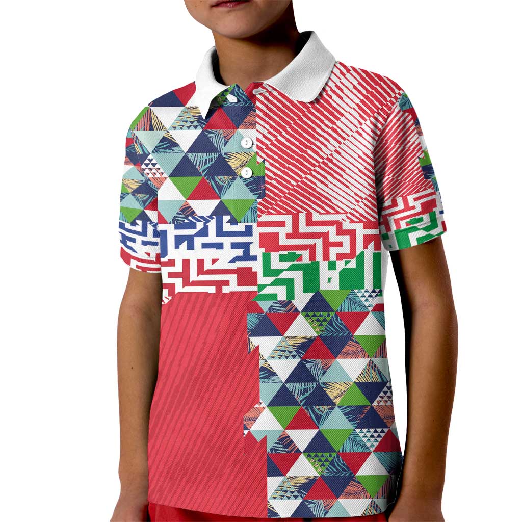 Hawaiian Floral Kakau Tropical Leaves-Sporty Style Kid Polo Shirt LT03 Kid Art - Polynesian Pride