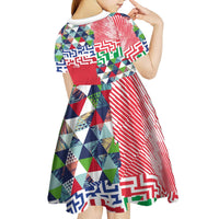 Hawaiian Floral Kakau Tropical Leaves-Sporty Style Kid Short Sleeve Dress LT03 - Polynesian Pride