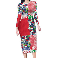 Hawaiian Floral Kakau Tropical Leaves-Sporty Style Long Sleeve Bodycon Dress LT03 Long Dress Art - Polynesian Pride