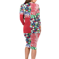 Hawaiian Floral Kakau Tropical Leaves-Sporty Style Long Sleeve Bodycon Dress LT03 - Polynesian Pride