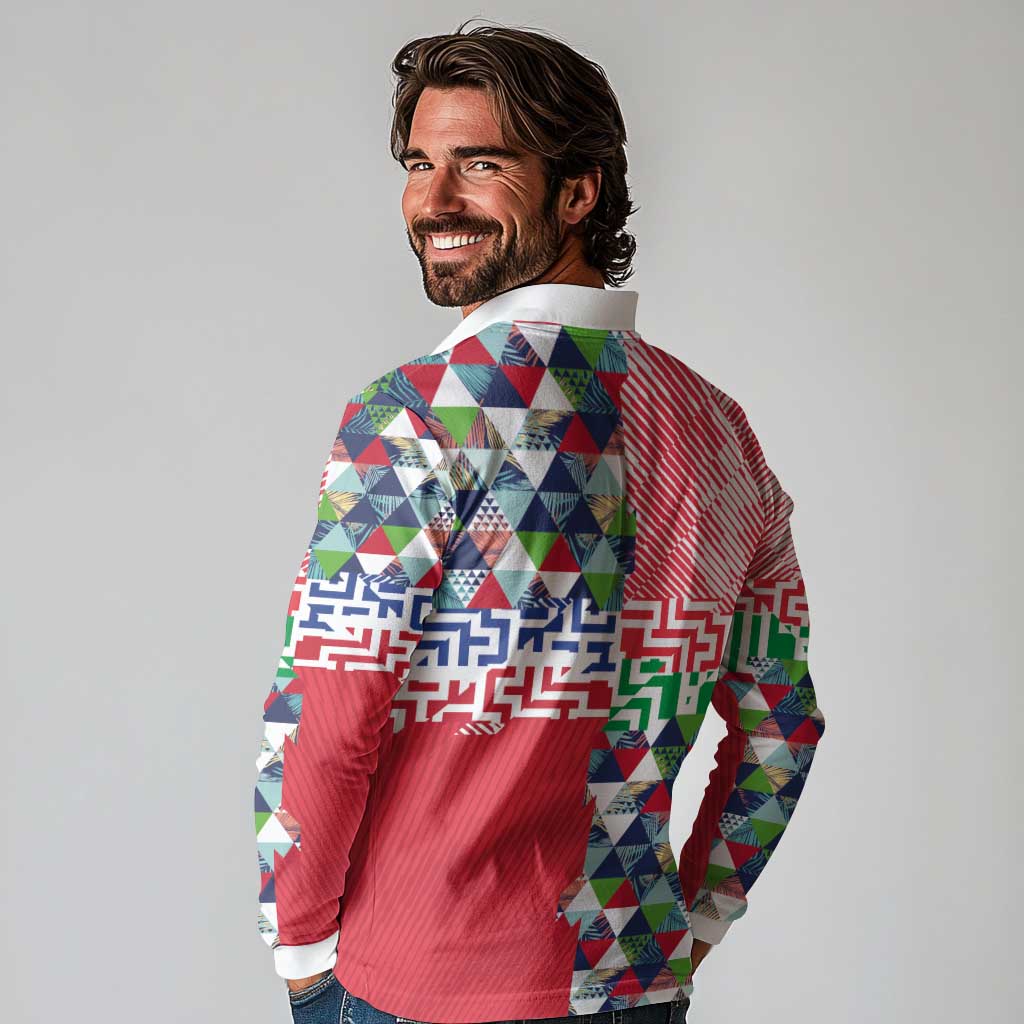 Hawaiian Floral Kakau Tropical Leaves-Sporty Style Long Sleeve Polo Shirt LT03 - Polynesian Pride