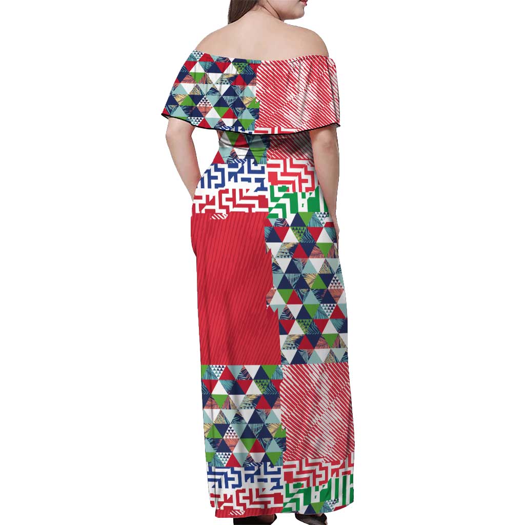 Hawaiian Floral Kakau Tropical Leaves-Sporty Style Off Shoulder Maxi Dress LT03 - Polynesian Pride