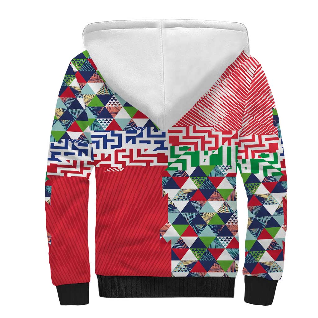 Hawaiian Floral Kakau Tropical Leaves-Sporty Style Sherpa Hoodie LT03 - Polynesian Pride