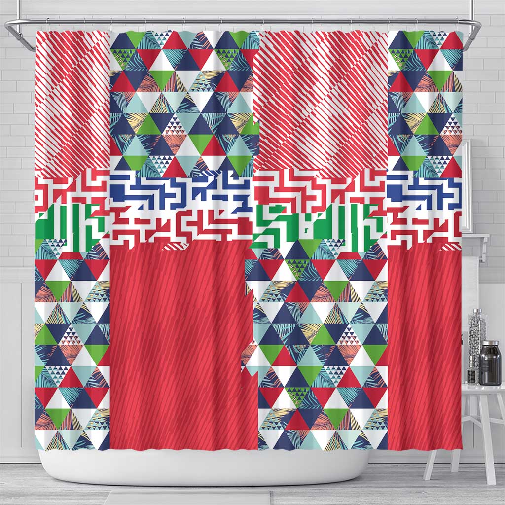 Hawaiian Floral Kakau Tropical Leaves-Sporty Style Shower Curtain LT03 - Polynesian Pride