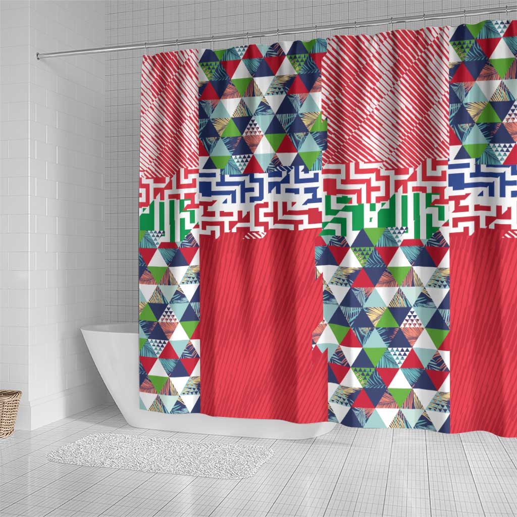 Hawaiian Floral Kakau Tropical Leaves-Sporty Style Shower Curtain LT03 - Polynesian Pride