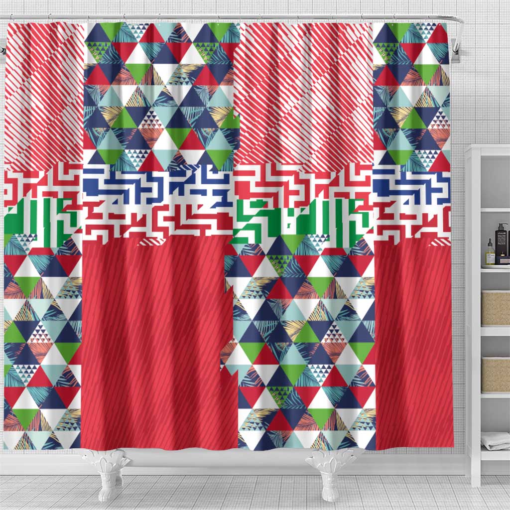 Hawaiian Floral Kakau Tropical Leaves-Sporty Style Shower Curtain LT03 - Polynesian Pride