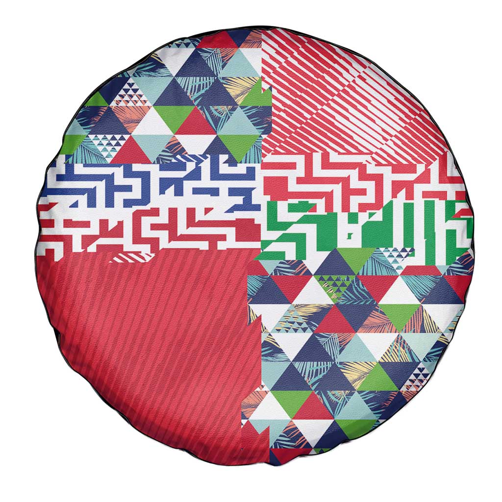 Hawaiian Floral Kakau Tropical Leaves-Sporty Style Spare Tire Cover LT03 - Polynesian Pride