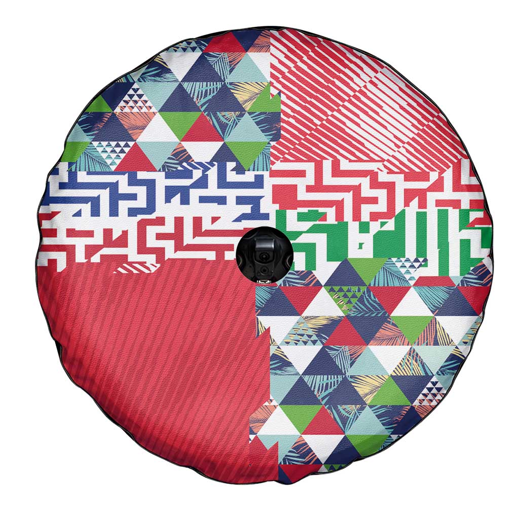 Hawaiian Floral Kakau Tropical Leaves-Sporty Style Spare Tire Cover LT03 - Polynesian Pride