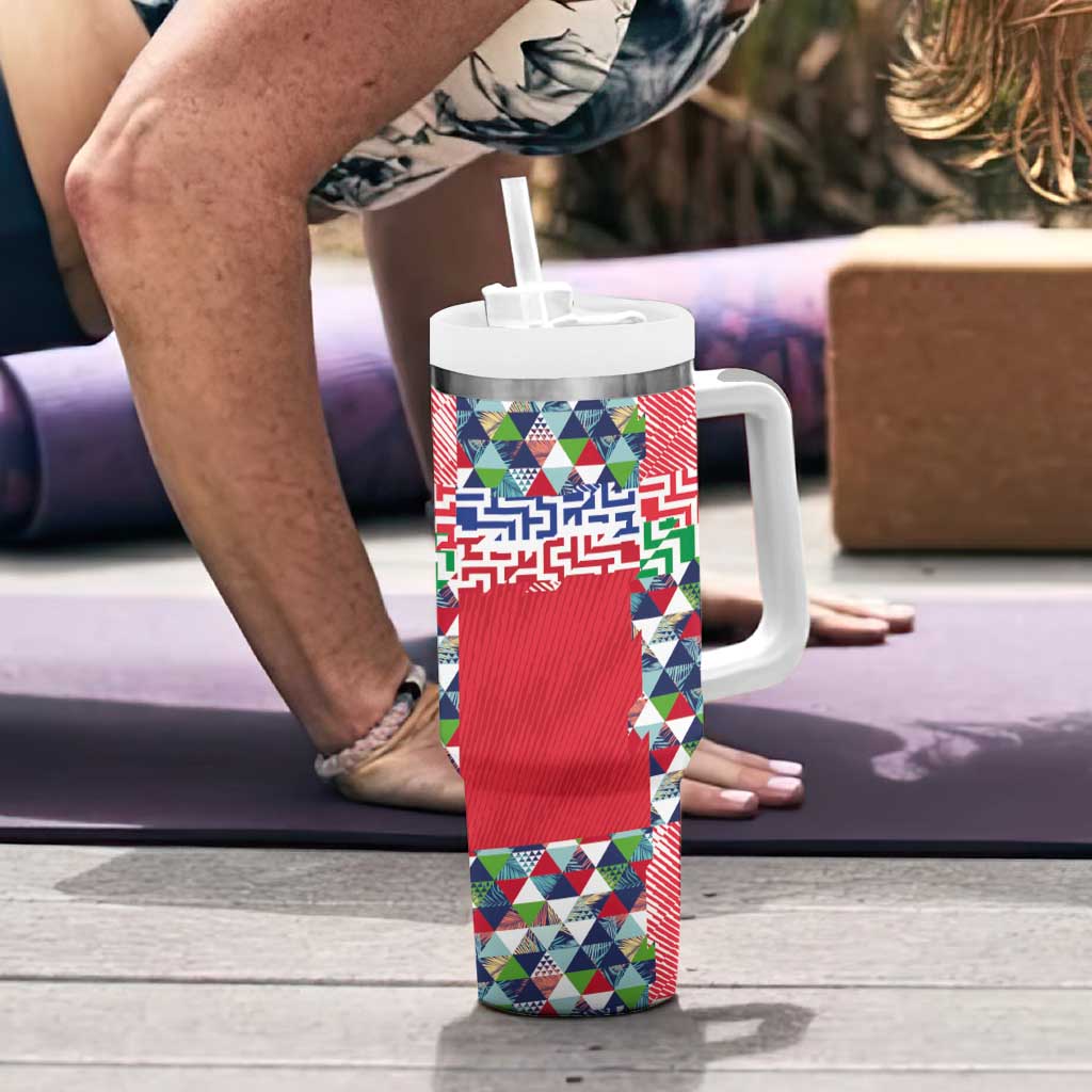 Hawaiian Floral Kakau Tropical Leaves-Sporty Style Tumbler With Handle