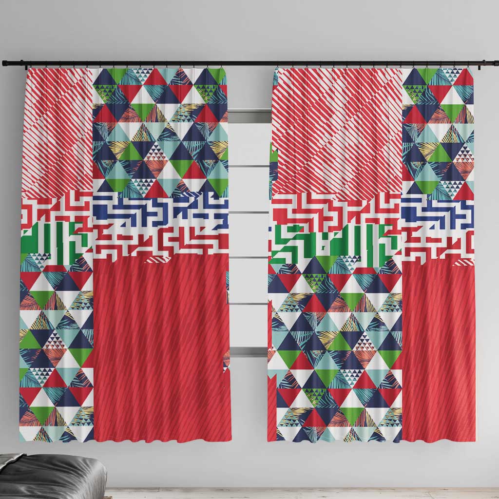 Hawaiian Floral Kakau Tropical Leaves-Sporty Style Window Curtain LT03 With Hooks Art - Polynesian Pride