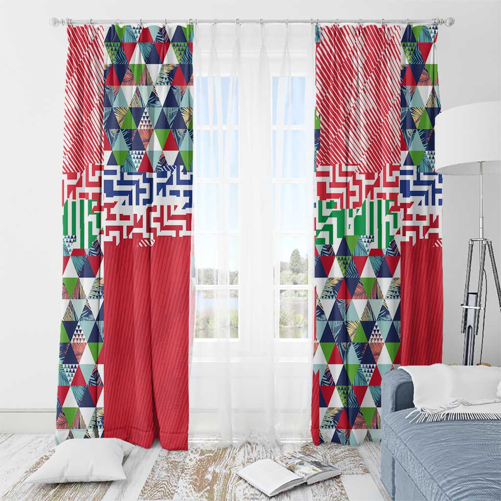 Hawaiian Floral Kakau Tropical Leaves-Sporty Style Window Curtain LT03 - Polynesian Pride