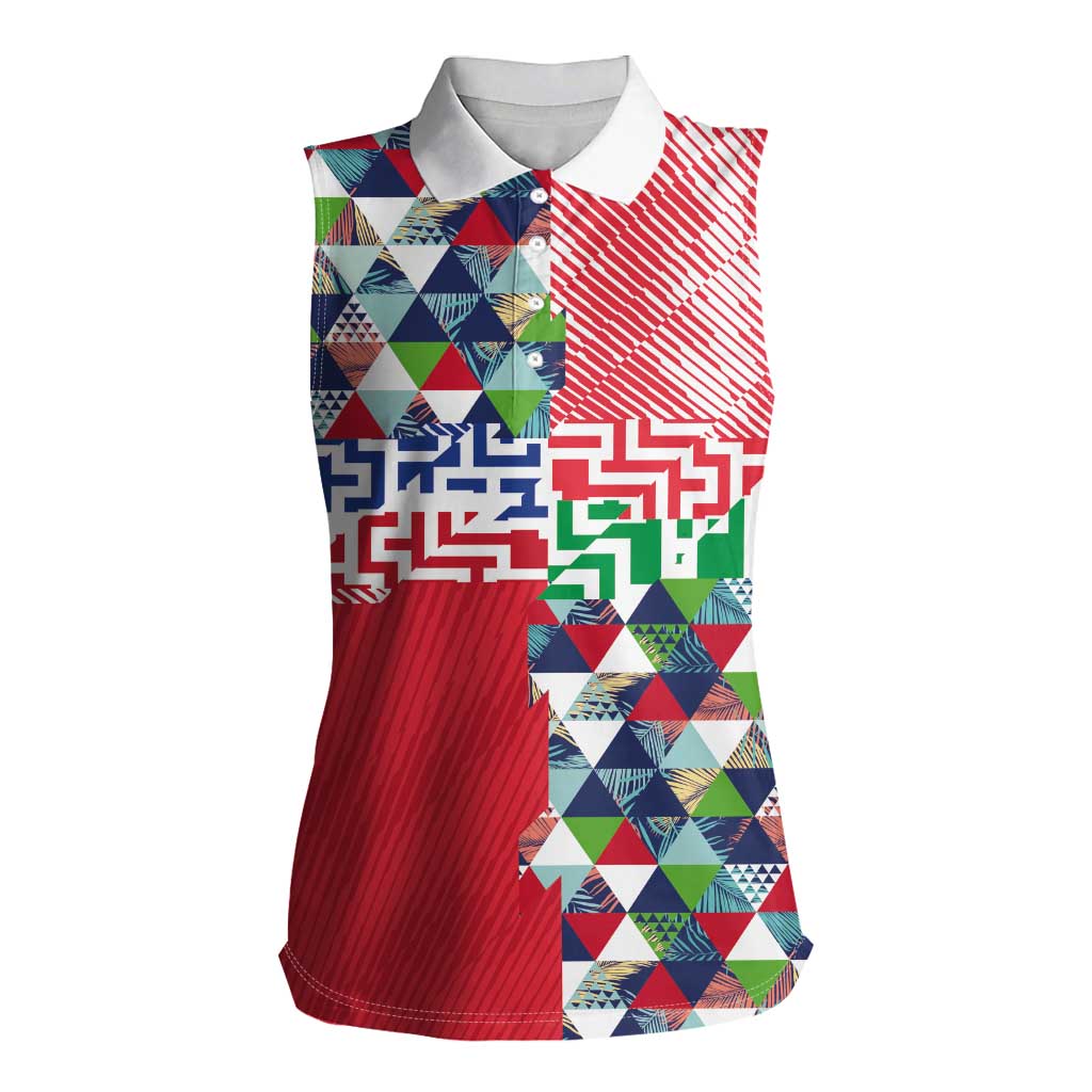 Hawaiian Floral Kakau Tropical Leaves-Sporty Style Women Sleeveless Polo Shirt LT03 Female Art - Polynesian Pride