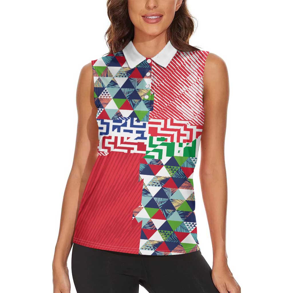 Hawaiian Floral Kakau Tropical Leaves-Sporty Style Women Sleeveless Polo Shirt LT03 - Polynesian Pride