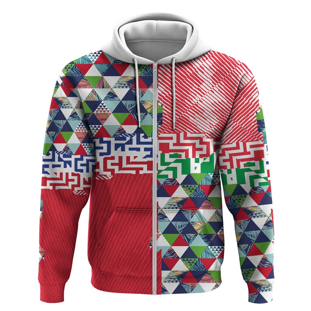 Hawaiian Floral Kakau Tropical Leaves-Sporty Style Zip Hoodie LT03 Zip Hoodie Art - Polynesian Pride