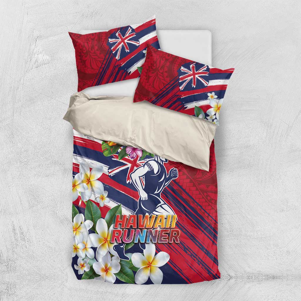 Hawaii Runner-Kakau Art with Lei and Plumeria Bedding Set LT03 US Twin 172cm x 218cm Red-Blue - Polynesian Pride