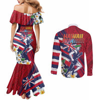 Hawaii Runner-Kakau Art with Lei and Plumeria Couples Matching Mermaid Dress and Long Sleeve Button Shirt LT03 - Polynesian Pride