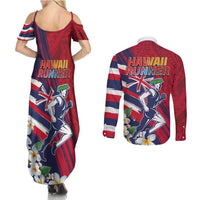 Hawaii Runner-Kakau Art with Lei and Plumeria Couples Matching Summer Maxi Dress and Long Sleeve Button Shirt LT03 - Polynesian Pride