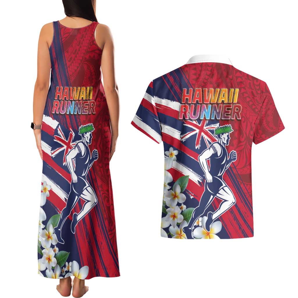 Hawaii Runner-Kakau Art with Lei and Plumeria Couples Matching Tank Maxi Dress and Hawaiian Shirt LT03 - Polynesian Pride
