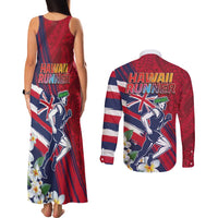 Hawaii Runner-Kakau Art with Lei and Plumeria Couples Matching Tank Maxi Dress and Long Sleeve Button Shirt LT03 - Polynesian Pride