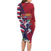 Hawaii Runner-Kakau Art with Lei and Plumeria Family Matching Long Sleeve Bodycon Dress and Hawaiian Shirt LT03 - Polynesian Pride