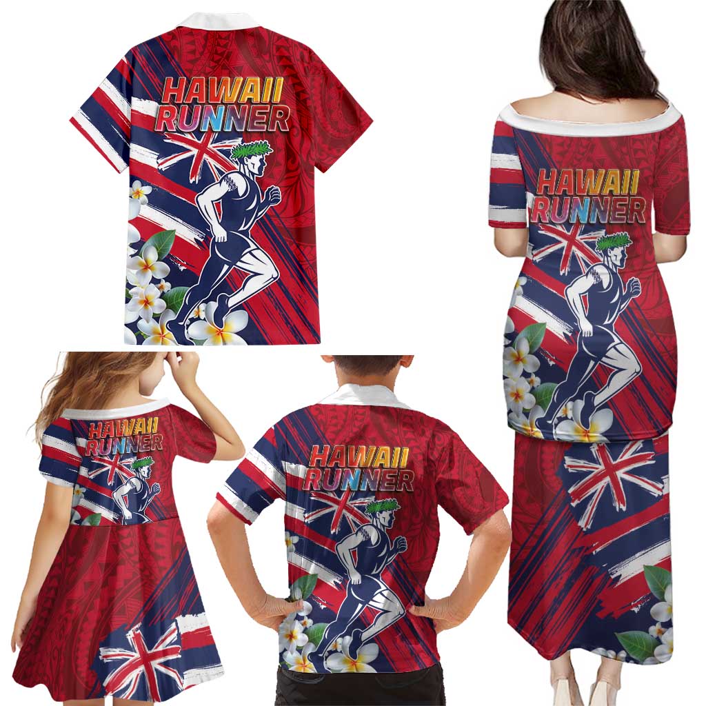 Hawaii Runner-Kakau Art with Lei and Plumeria Family Matching Puletasi and Hawaiian Shirt LT03 - Polynesian Pride