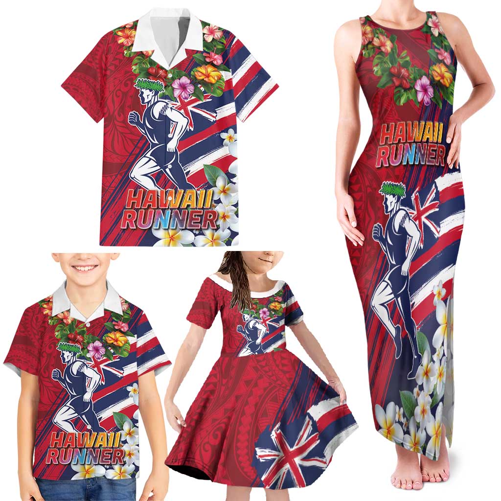 Hawaii Runner-Kakau Art with Lei and Plumeria Family Matching Tank Maxi Dress and Hawaiian Shirt LT03 - Polynesian Pride