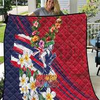 Hawaii Runner-Kakau Art with Lei and Plumeria Quilt LT03 Red-Blue - Polynesian Pride