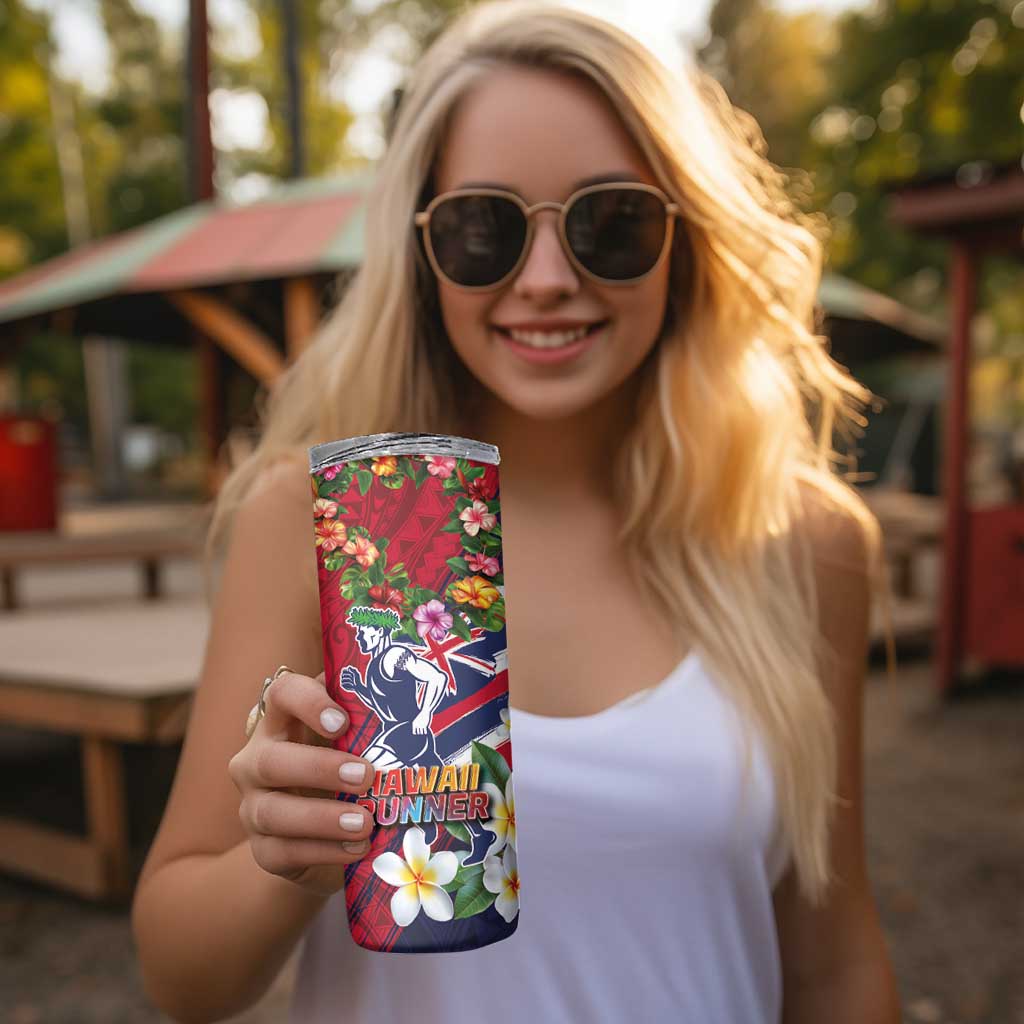 Hawaii Runner-Kakau Art with Lei and Plumeria Skinny Tumbler LT03 - Polynesian Pride