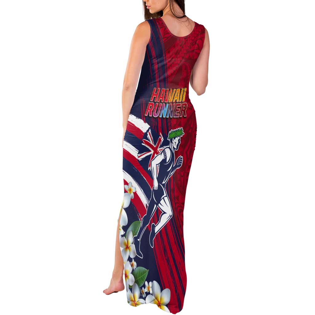 Hawaii Runner-Kakau Art with Lei and Plumeria Tank Maxi Dress