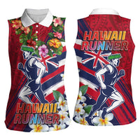 Hawaii Runner-Kakau Art with Lei and Plumeria Women Sleeveless Polo Shirt LT03 - Polynesian Pride