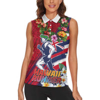 Hawaii Runner-Kakau Art with Lei and Plumeria Women Sleeveless Polo Shirt LT03 - Polynesian Pride